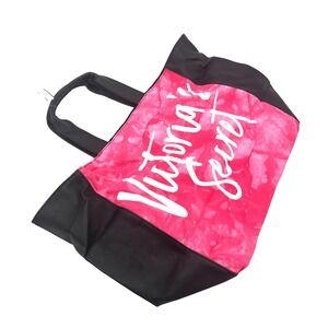 Victoria's Secret Pink & Black Ombre Dye Tote Bag XL Canvas Beach Travel Bag New